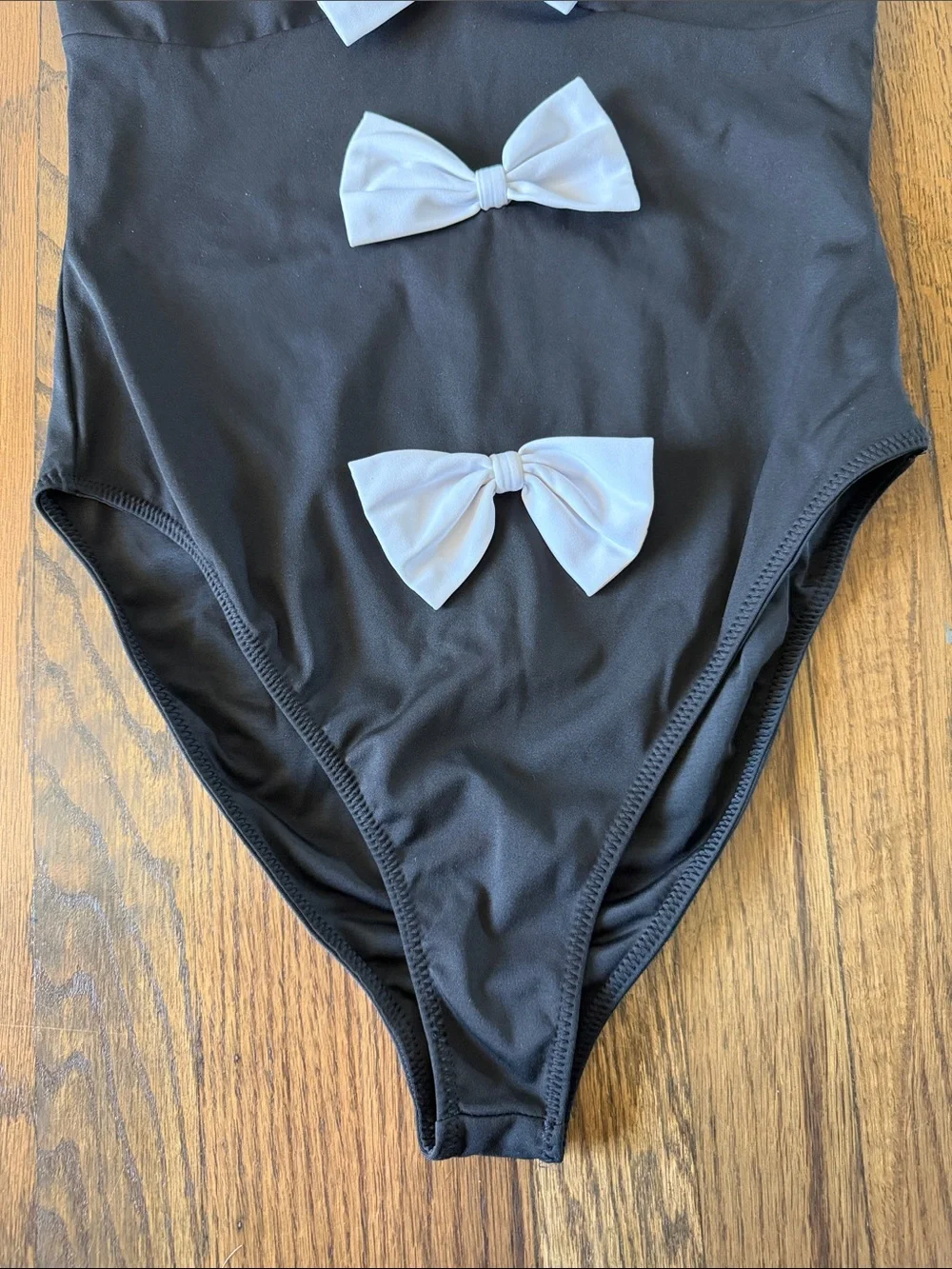 Caroline Constas Black One-Piece Swimsuit with White Bows